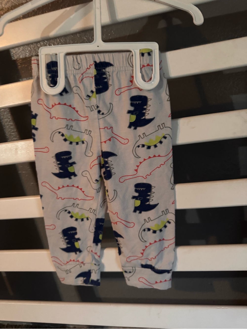 Kids White Dino Pajama Pants